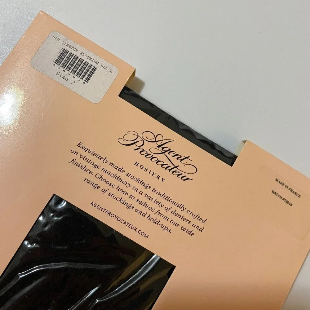 Agent Provocateur Seam & Heel Black Stockings Size 2 NEW (Made in France)